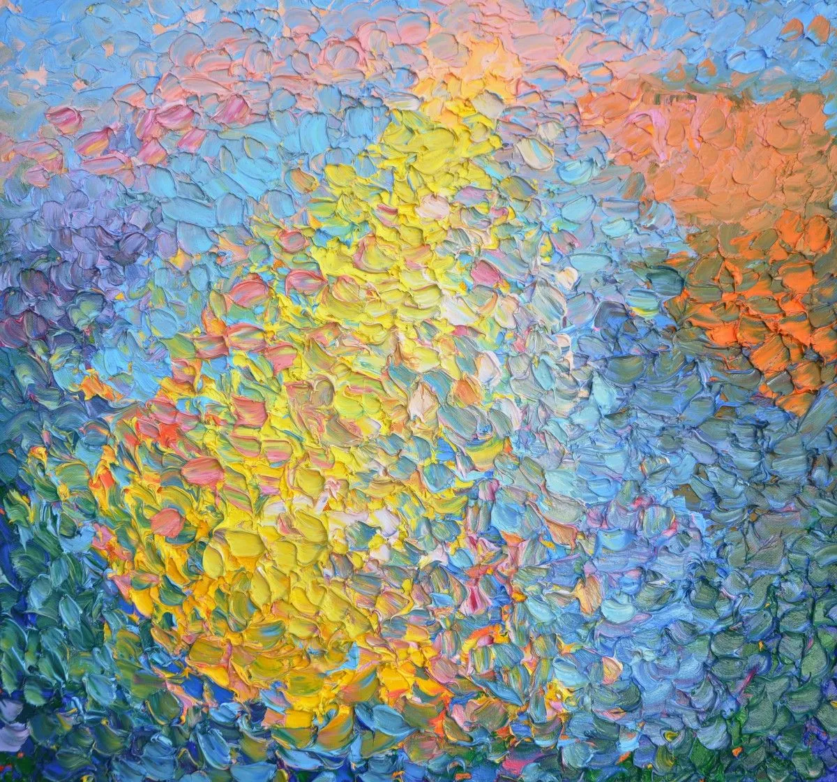 Sun at sunset of the day, artwork by Olga Bezhina