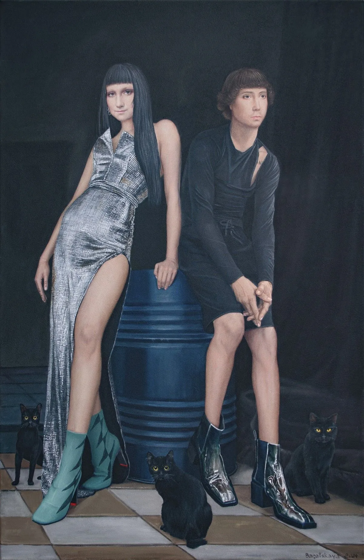 Contemporary portrait "Disco Club", artwork by Nataliya Bagatskaya