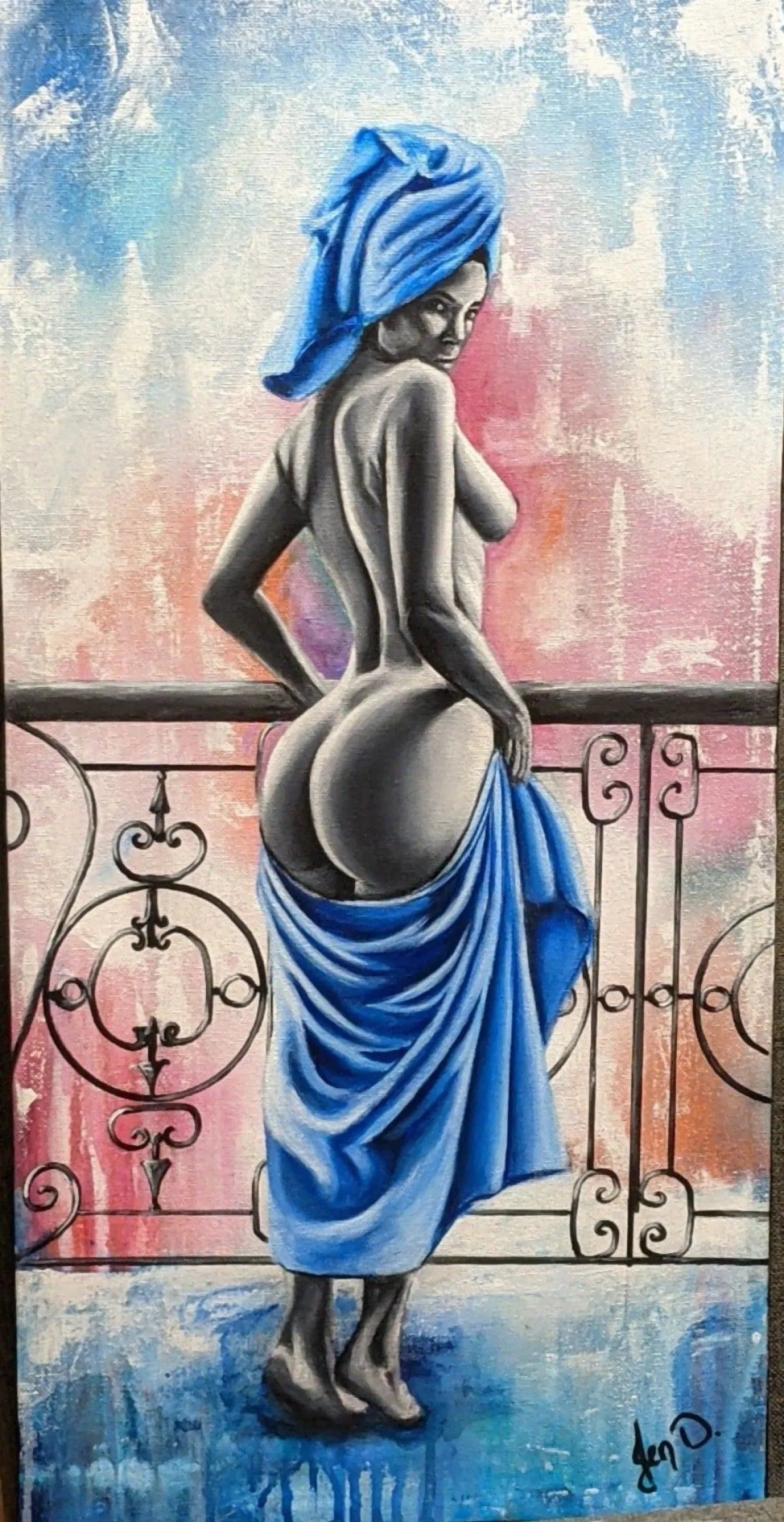 La serviette bleue, artwork by Jen D
