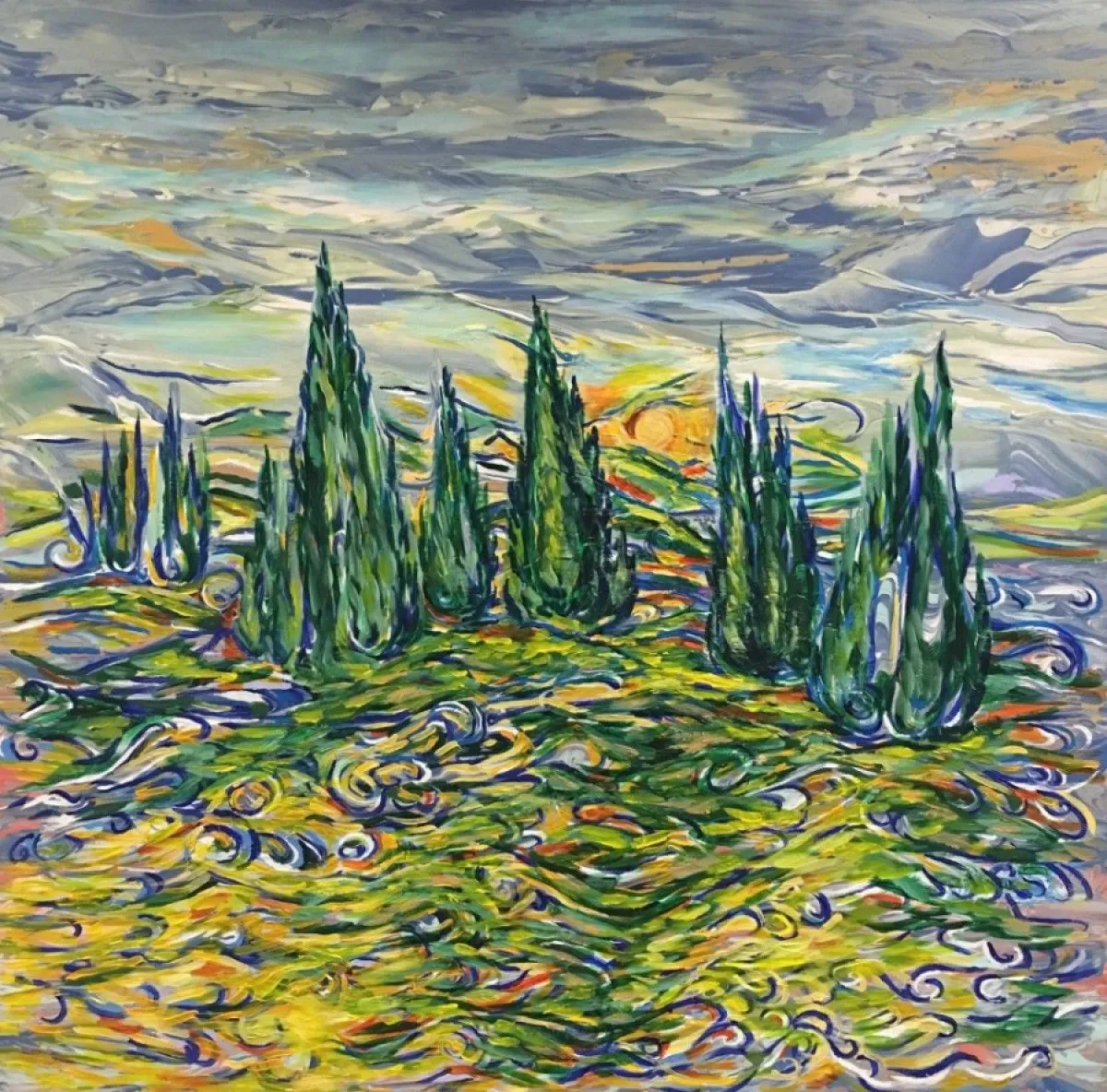 Cypresses, artwork by Khrystyna Kozyuk