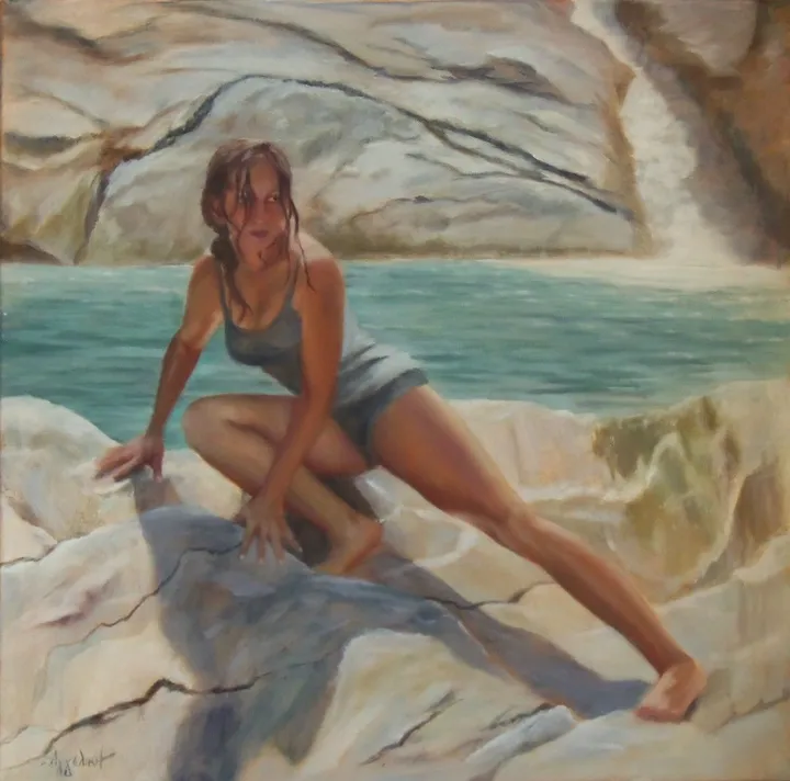 Never again by Ageliki, 59X60cm, oil on canvas, œuvre de Ageliki Alexandridou