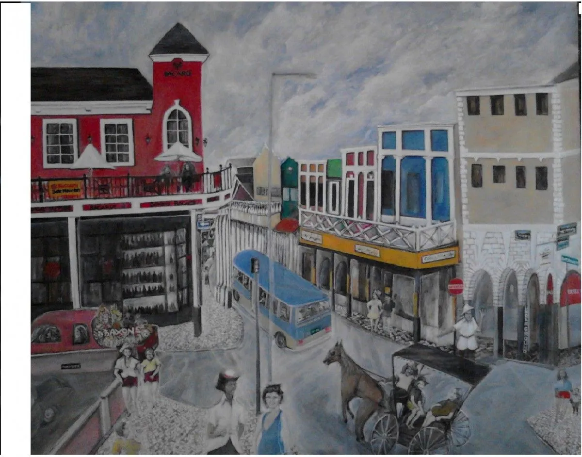 Bay Street Nassau Bahamas, artwork by Alex Miller