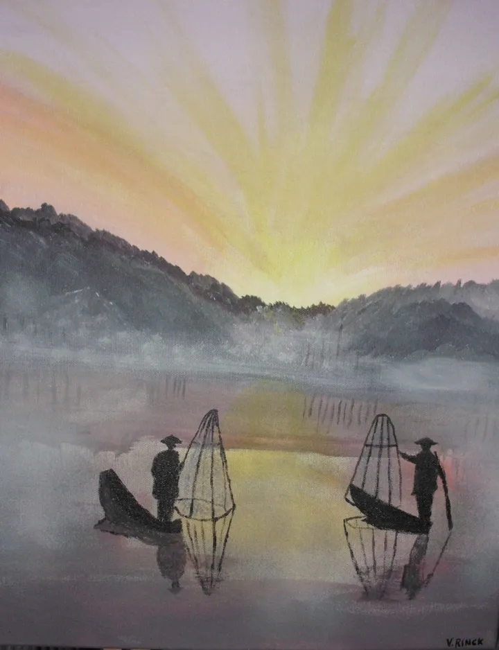 Pêche à l'aube, artwork by Viviane RINCK