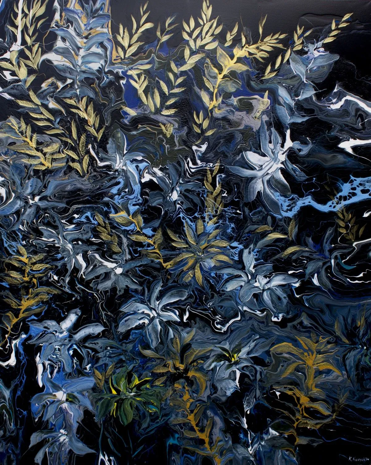 Gold Flowers of Pompeii, artwork by Khrystyna Kozyuk