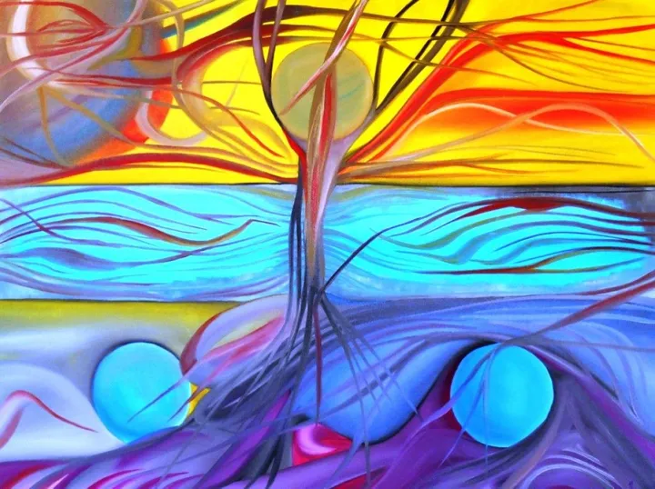 oil "Kugeln voller Energie", œuvre de Hansjörg Hermann