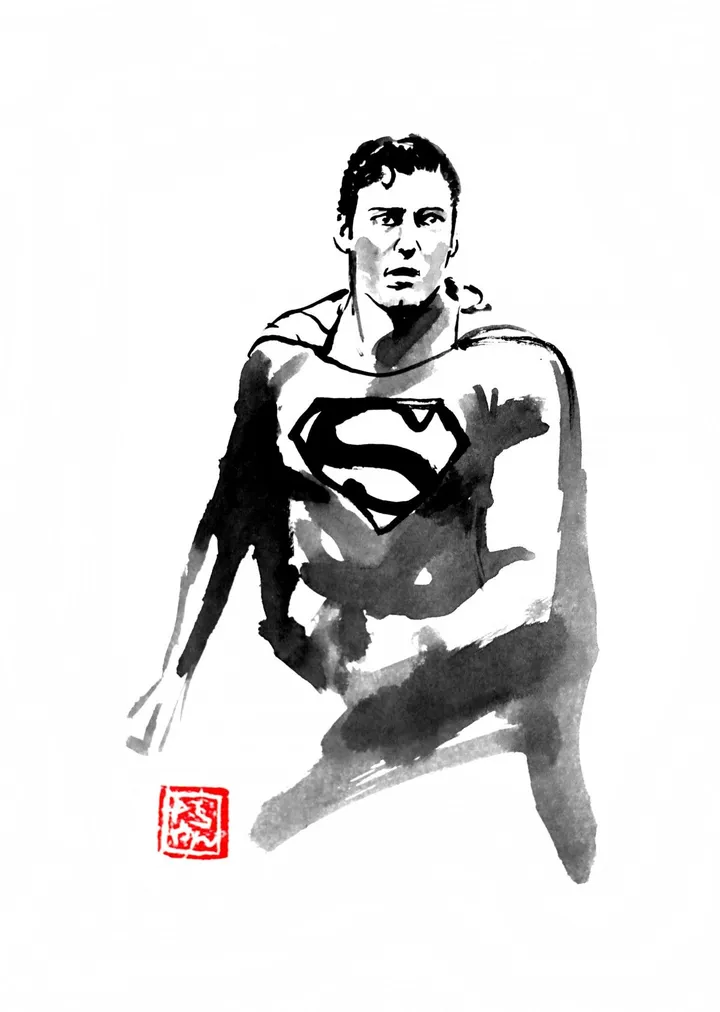 superman 03, œuvre de pechane sumi-e