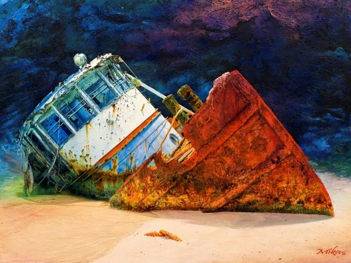 L'épave, œuvre de Mika Artist Peintre