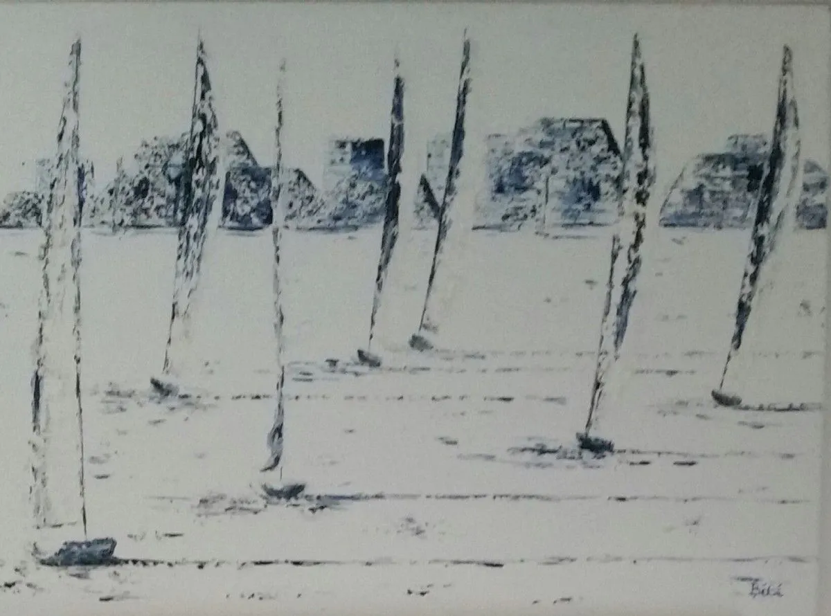 Voiliers monochrome, œuvre de Brigitte BéGé