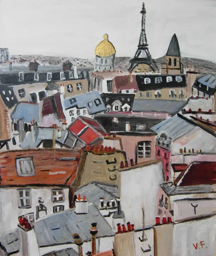 La valse des toits de Paris, artwork by Véronique Françaix