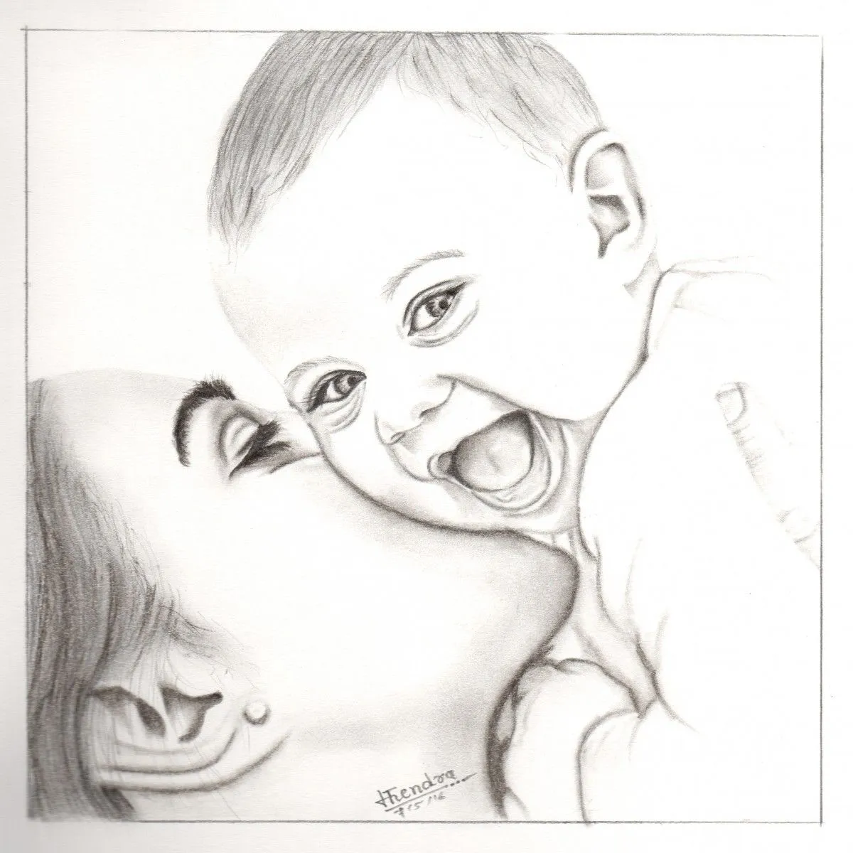 lovely mom with cute baby, artwork by Màhëñdrå Kakade