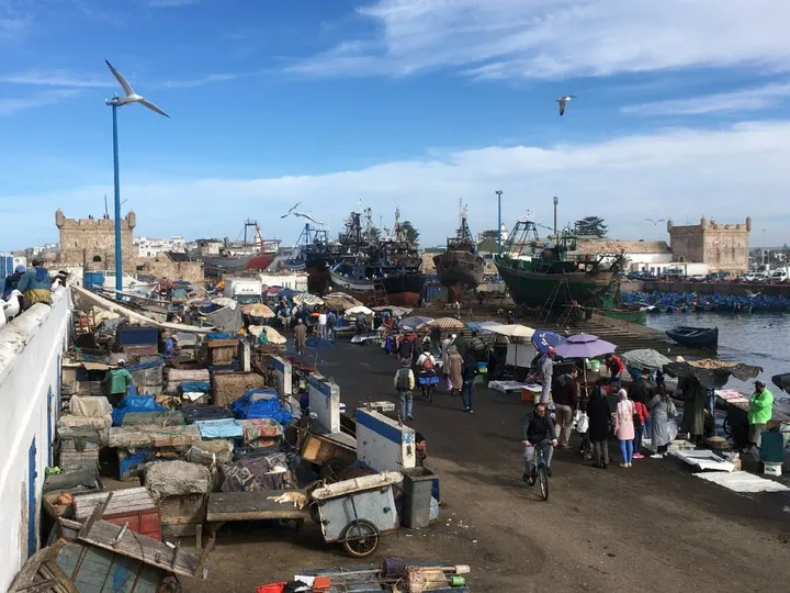 Essaouira marché aux poissons, œuvre de Patrick Tubaro