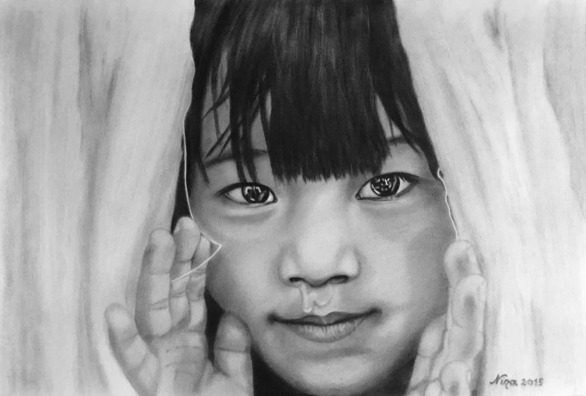 L'enfant derrière les rideaux, artwork by Nina (Nadine Pillet)