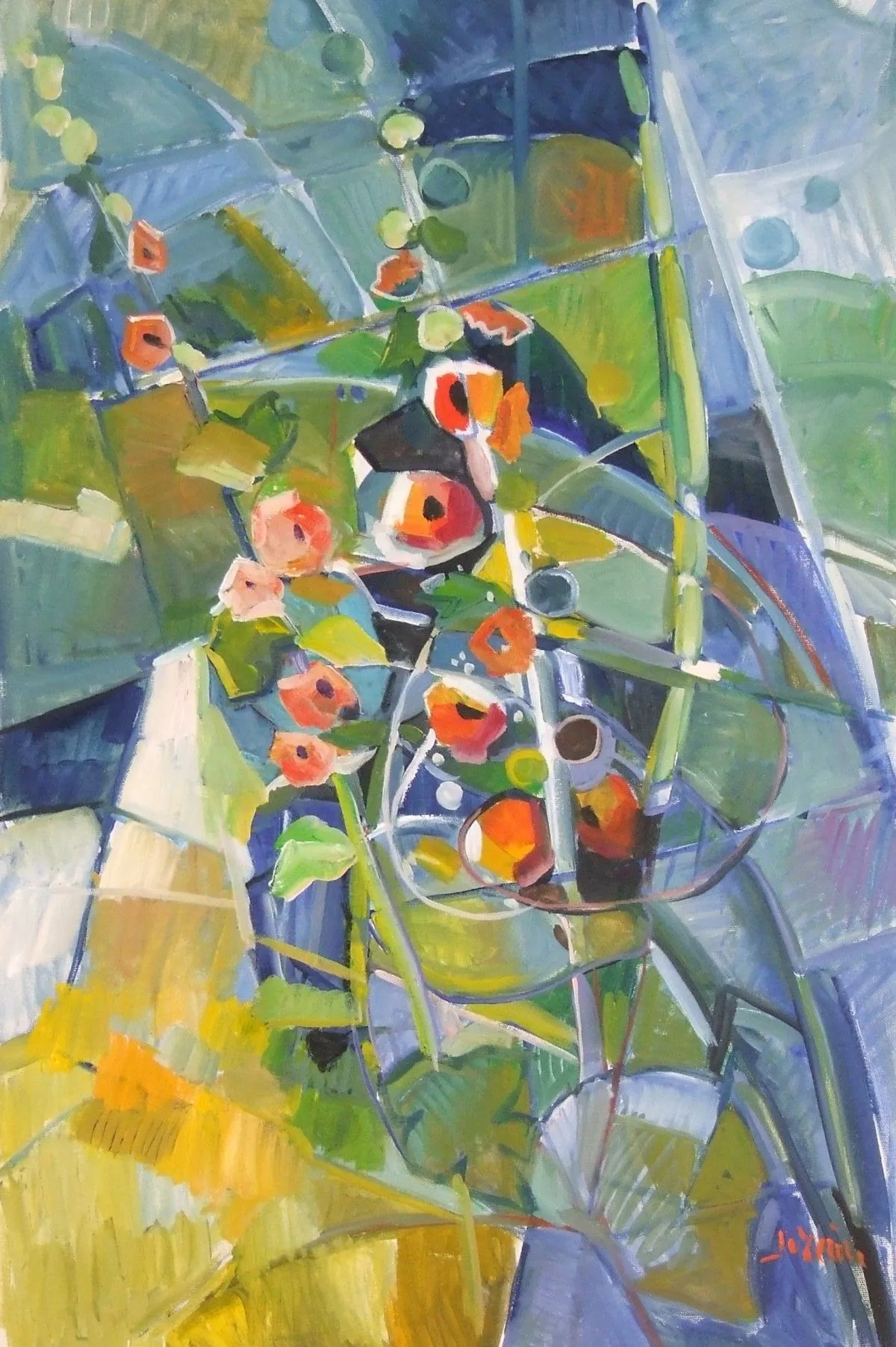 Les roses trémières, œuvre de Patrick Marie