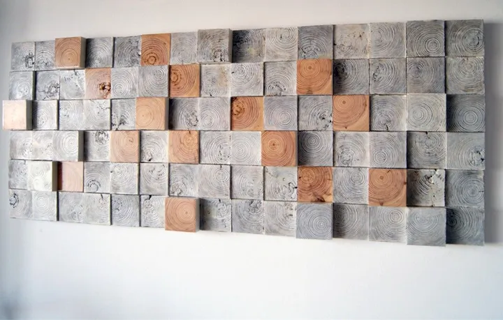 Wall sculpture sound diffusing panel, œuvre de Wood Blocker