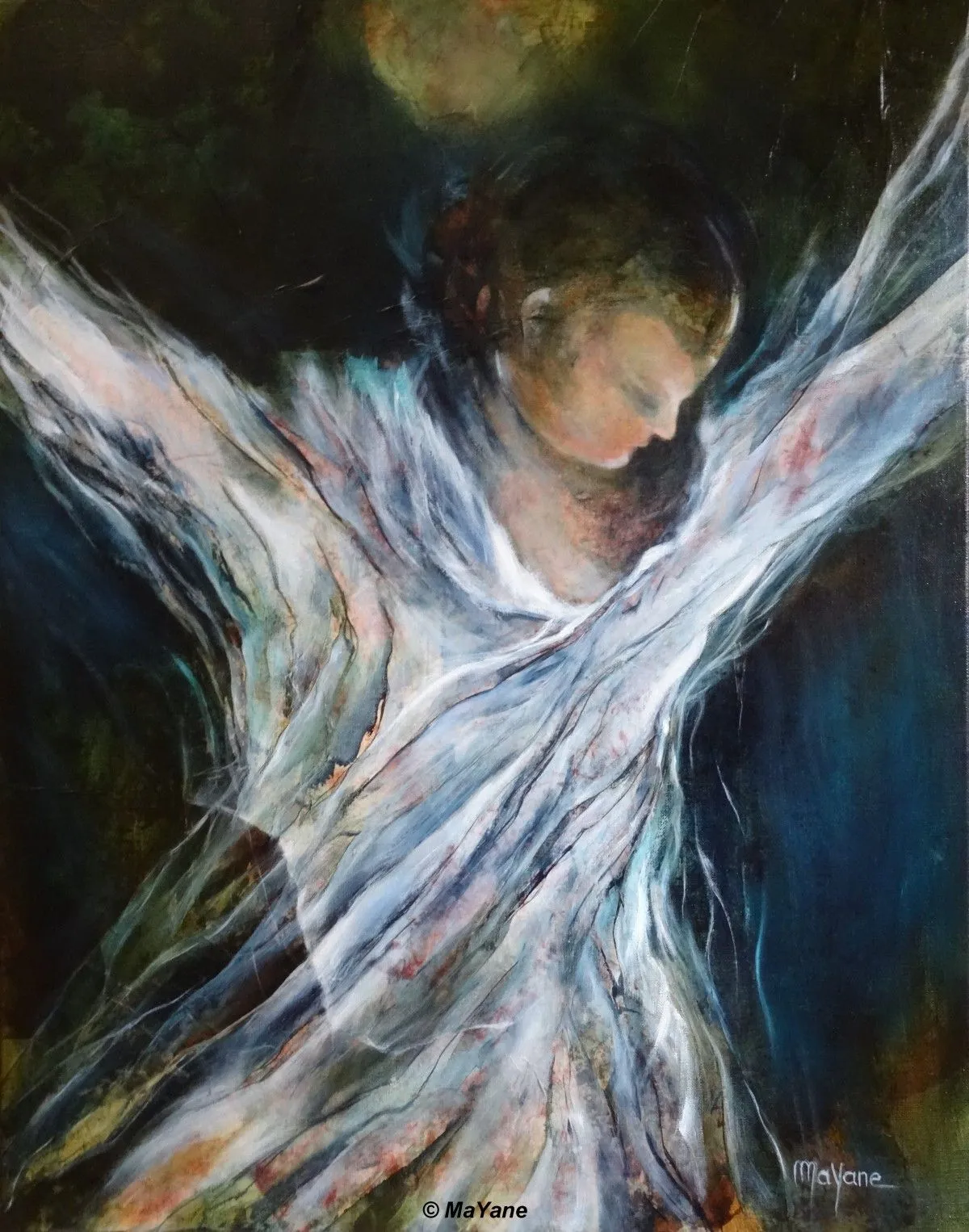 DANSE AU CLAIR DE LUNE., œuvre de MaYane Peintre