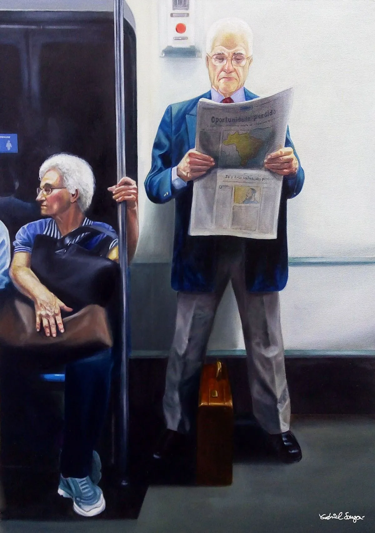 "O homem no metrô" // "Man at the subway", artwork by Gabriel Souza