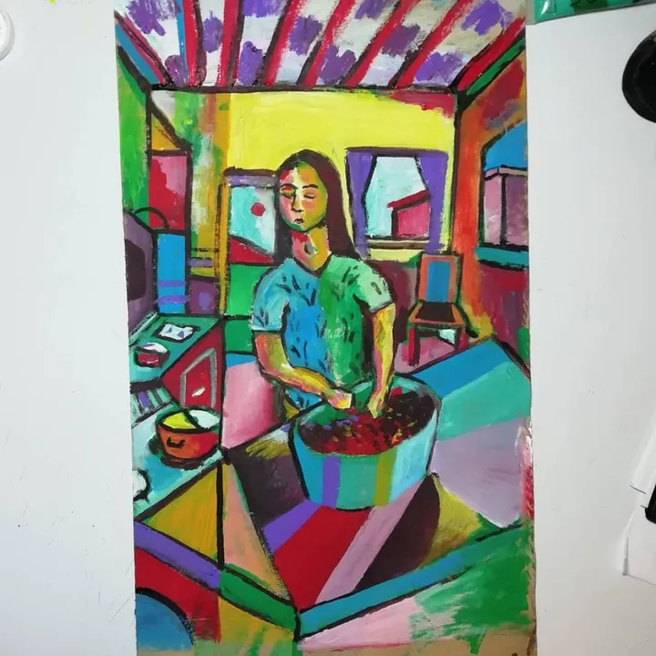 Mujer Separando Frijoles, œuvre de Aziel Barrientos
