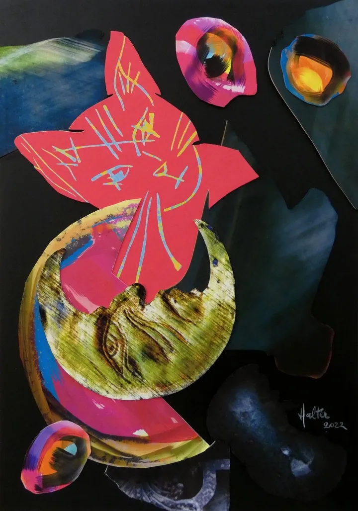Lune et chat, œuvre de Alain HALTER