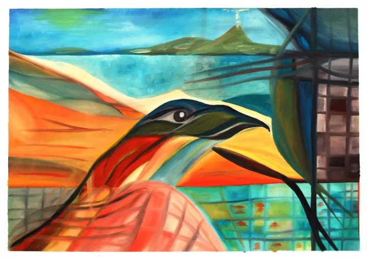 oil "Feuervogel", œuvre de Hansjörg Hermann