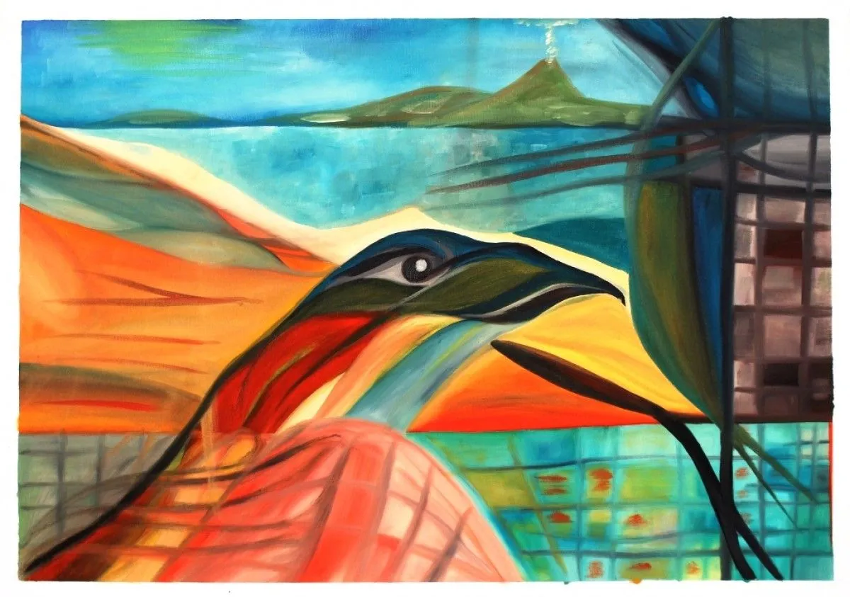 oil "Feuervogel", œuvre de Hansjörg Hermann