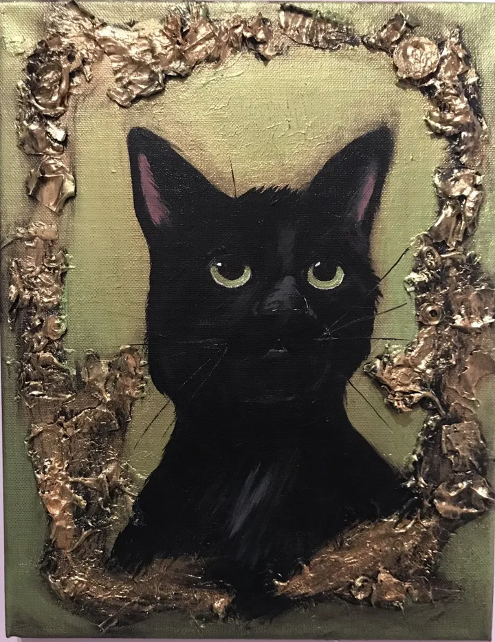 Black kitty, artwork by IsaBelle Thibert