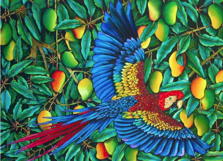 Macaw in Mango Tree, artwork by Daniel Jean-Baptiste