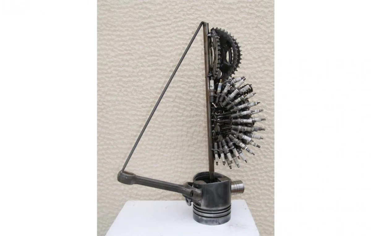 Abstract boat metal sculpture, artwork by Dendrinos gIANNIS