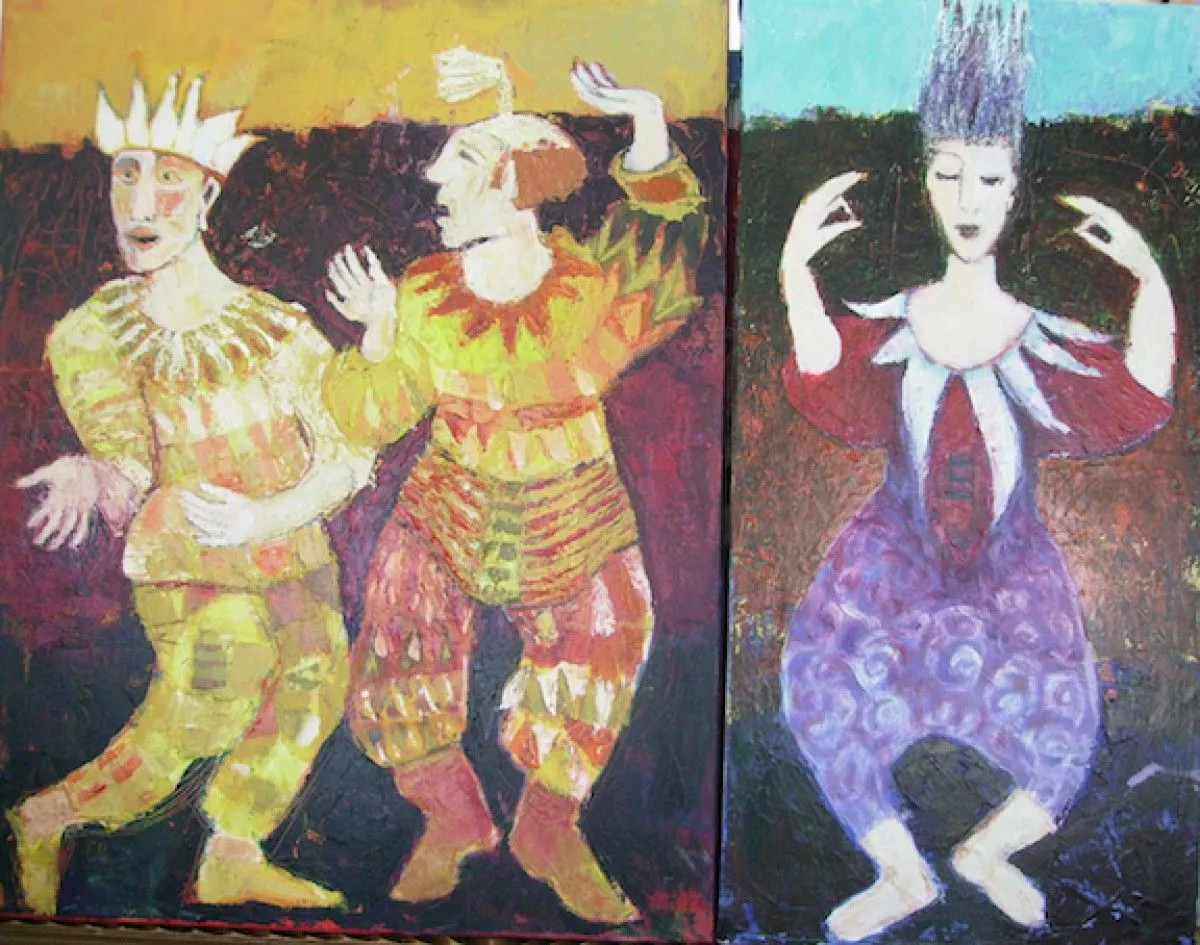 les trois clowns, artwork by Louise-Andrée Roberge