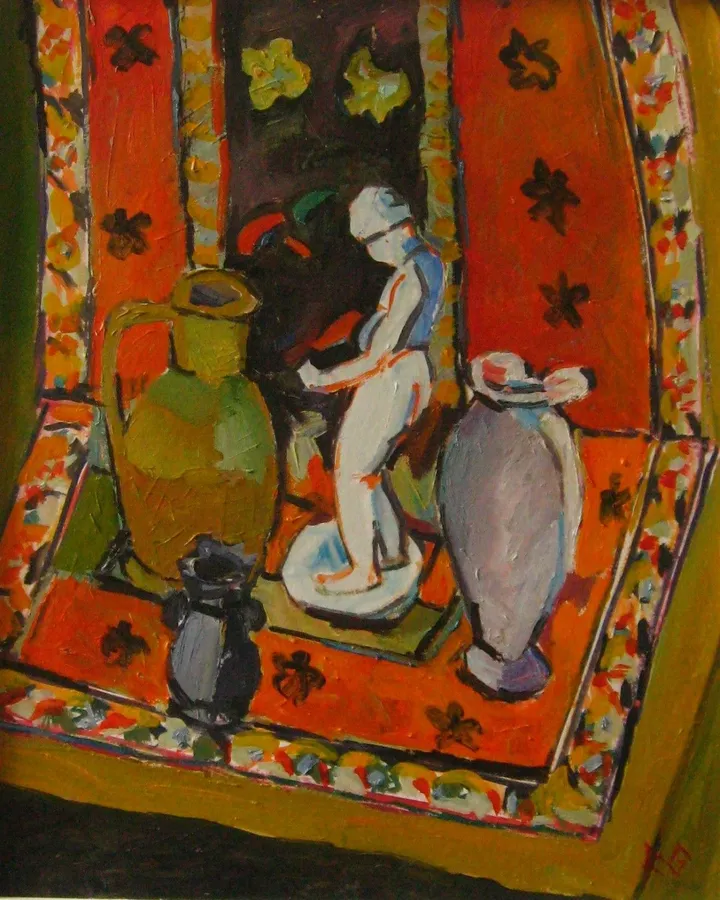 Natura statica cu statueta, œuvre de Gheorghe Radulea