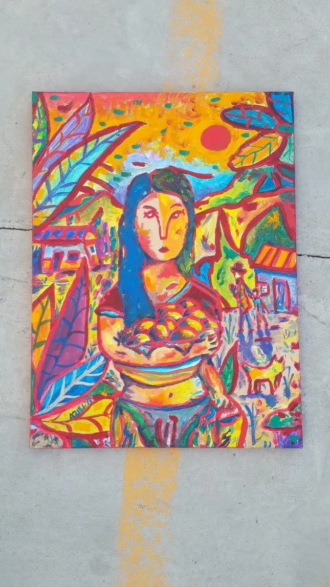 Retrato, Mujer Hondureña (Rojo), œuvre de Aziel Barrientos