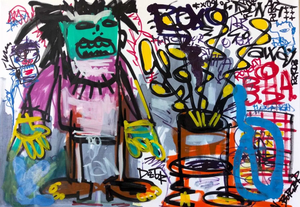 L'homme bla, bla, bla, artwork by Noah Borger