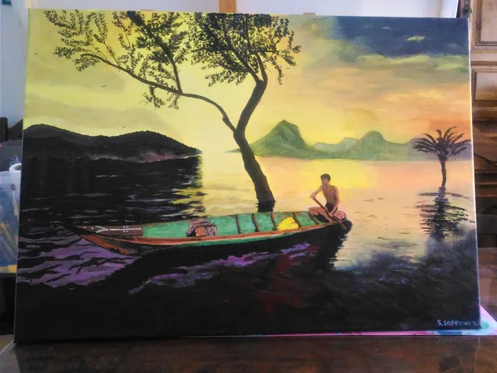 Pecheur en indonesie, œuvre de S sopkowiz