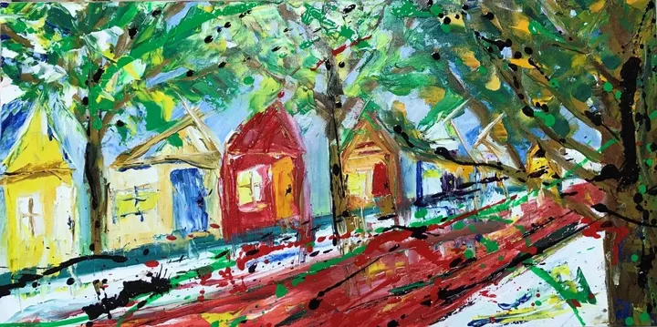 Ma rue vue de la maison des Shaw- Vendu, artwork by Marie Bujold