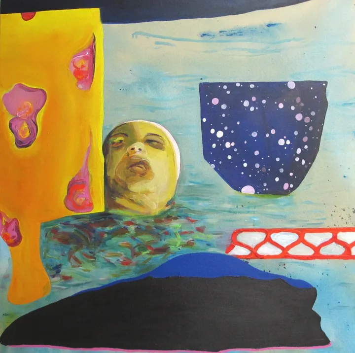 Pauline dans piscine, artwork by Michèle F.