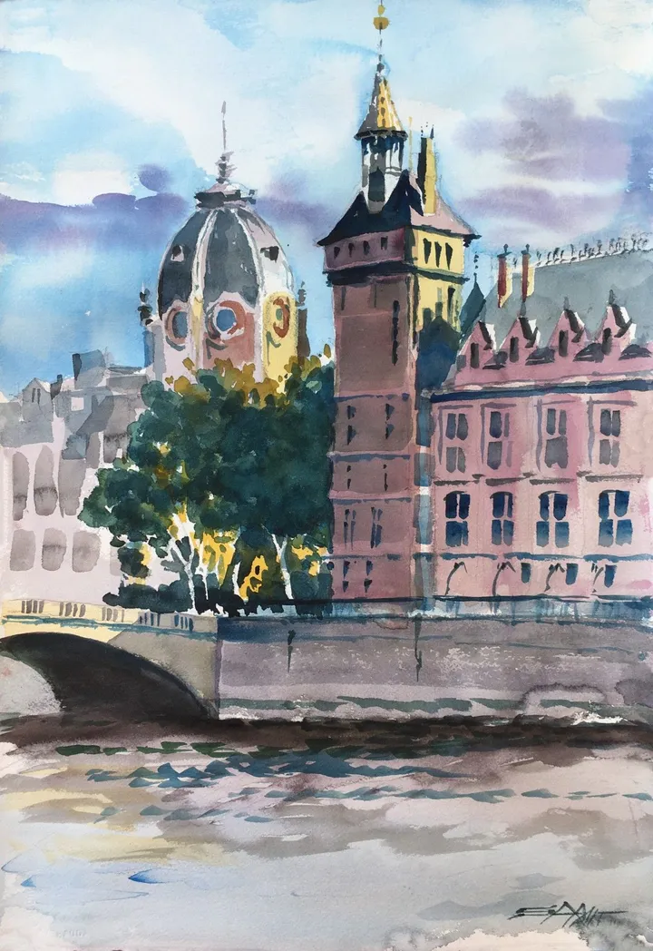 N°529 Paris, Tour de l'Horloge du Palais de la Cité, œuvre de Alexandre DUMITRESCU
