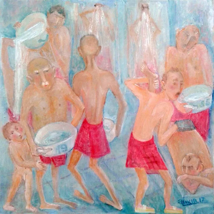 Turkish bath 2017year 40x40cm Original Painting Oil on Canvas2500$, artwork by ZAKIR AHMEDOV