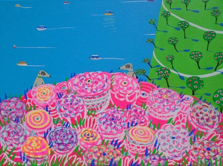 Enjoying The Roses, artwork by Katrina Avotina