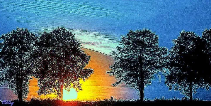 Moment of  the sun fall in the sea, œuvre de Akay James