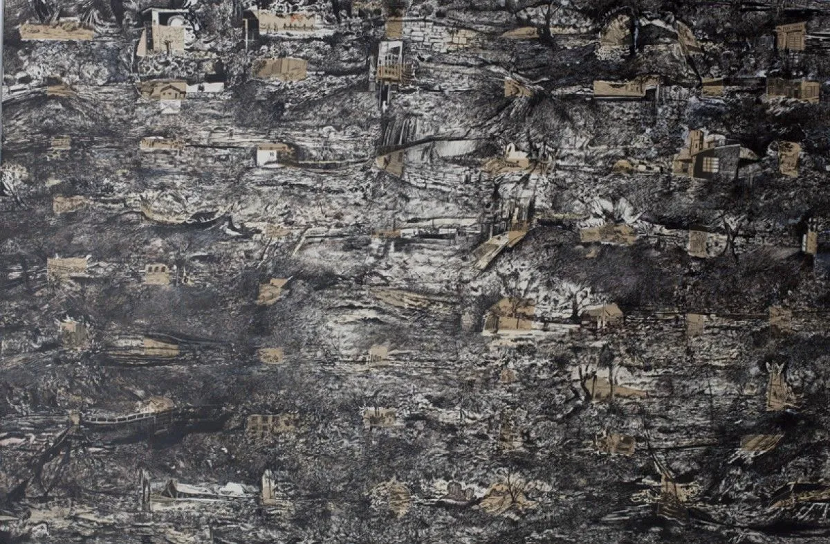 Black landscape, artwork by Helena Faneca