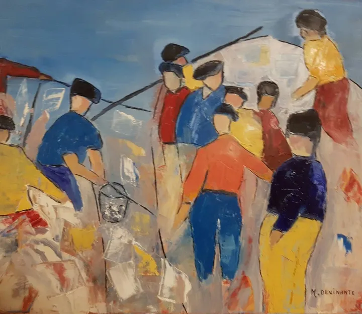 LES MARINS PECHEURS, œuvre de Michèle DEVINANTE