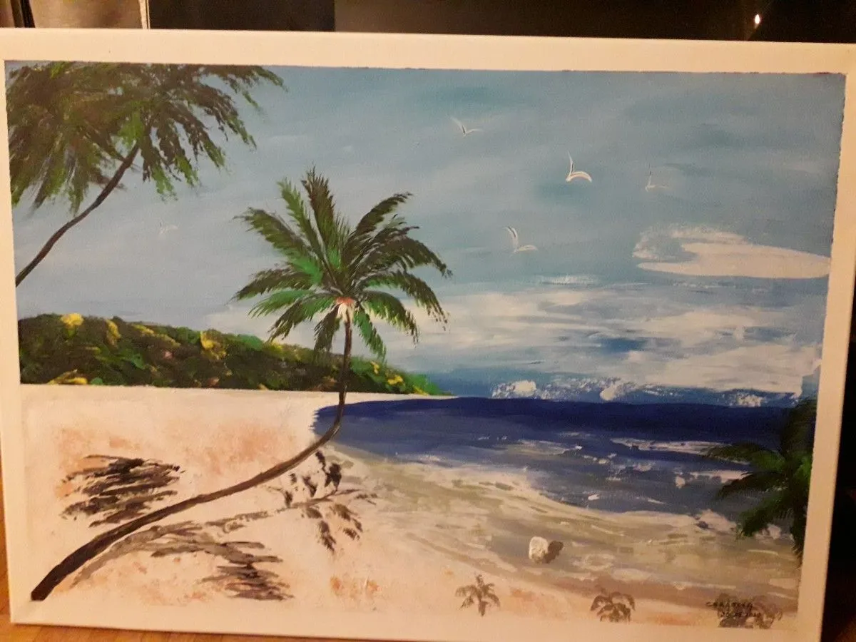 At the beach, artwork by Cerasela Ciobanu