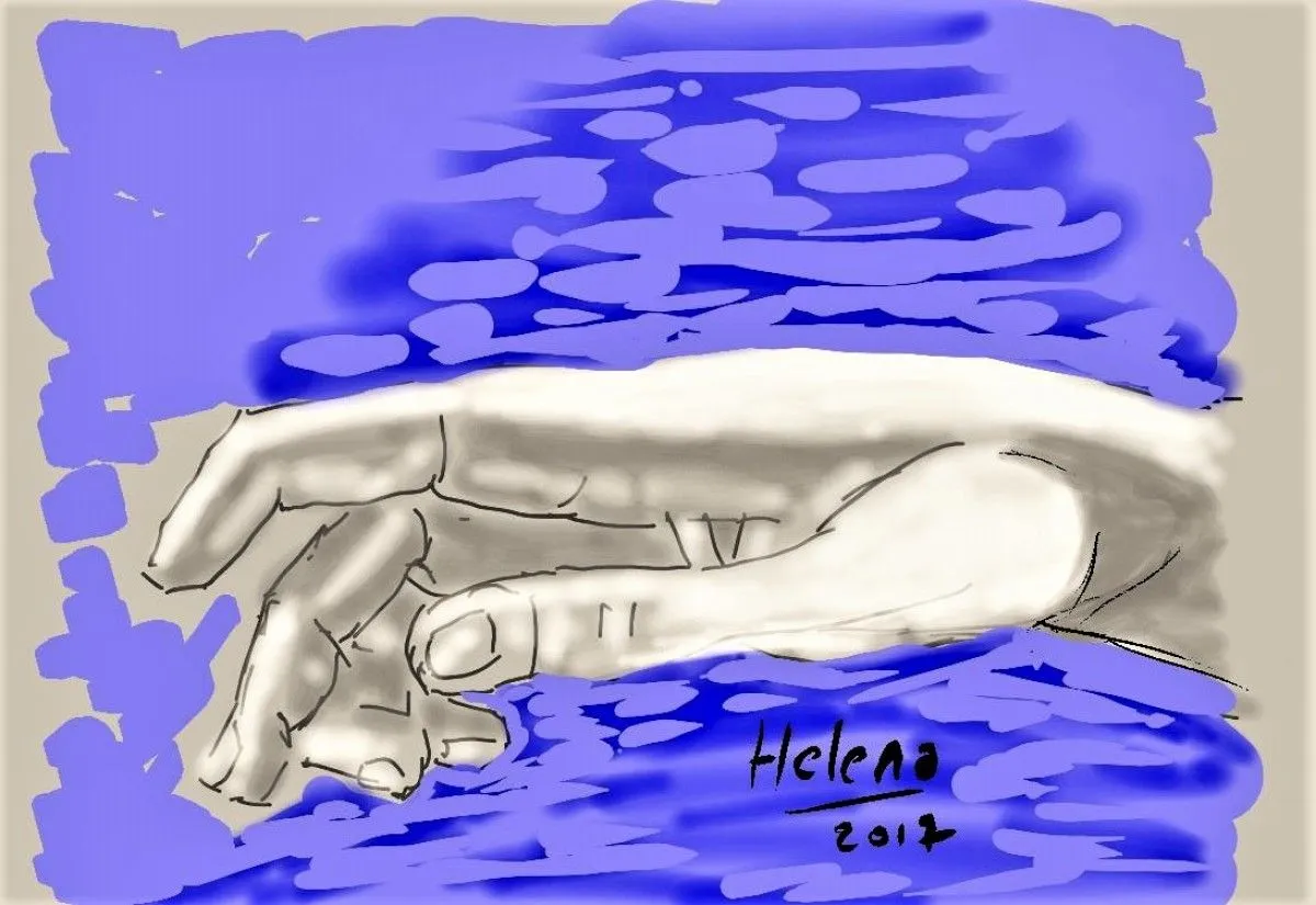 hand, artwork by Maria Santos