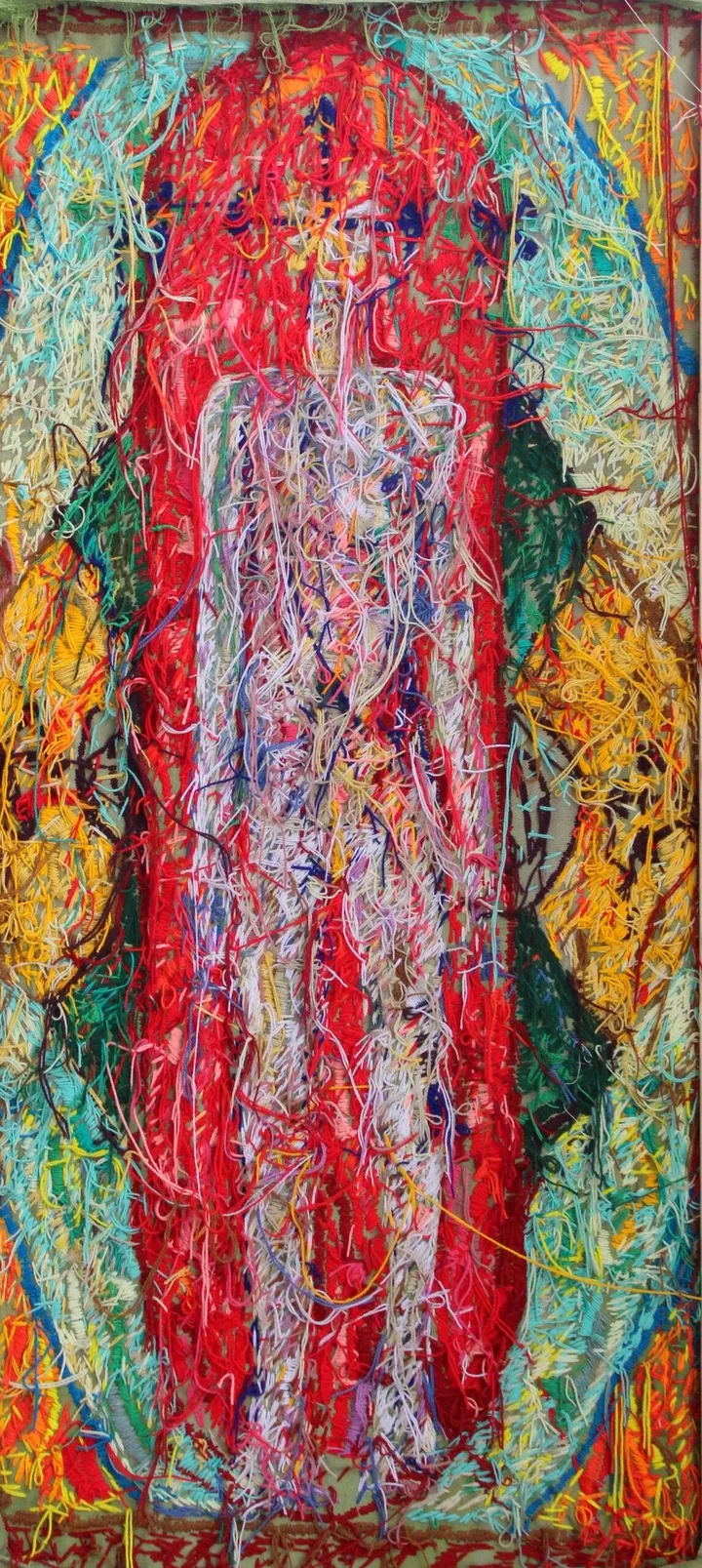 Figure with geometrical form, œuvre de Pramod Kumar
