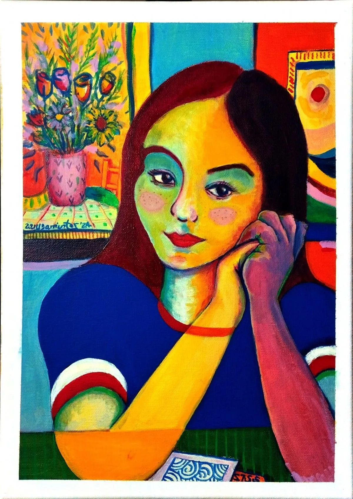 Retrato a Sheyla (Cuarto en Azúl), artwork by Aziel Barrientos