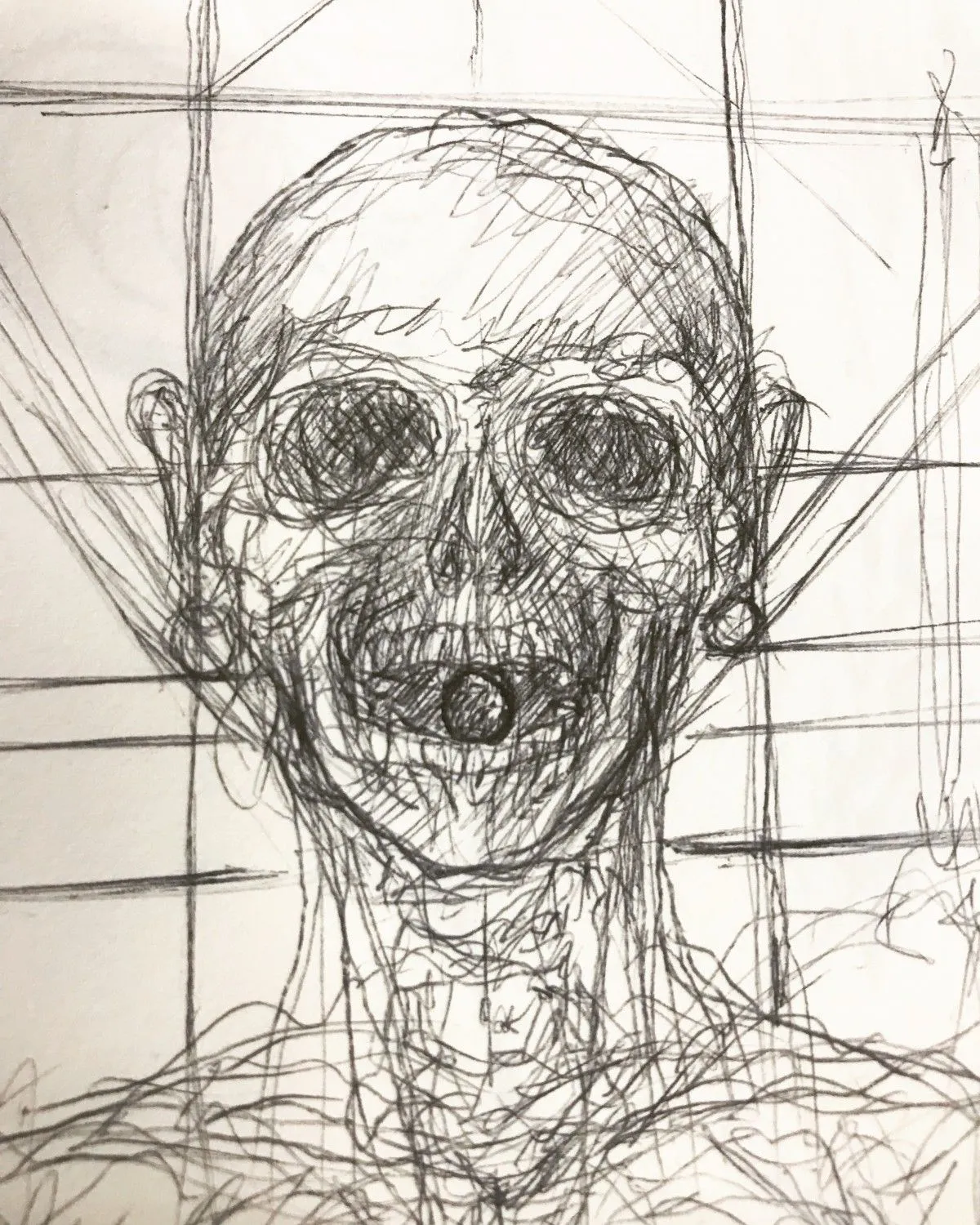 Skull with coin, artwork by Fausto Cantu