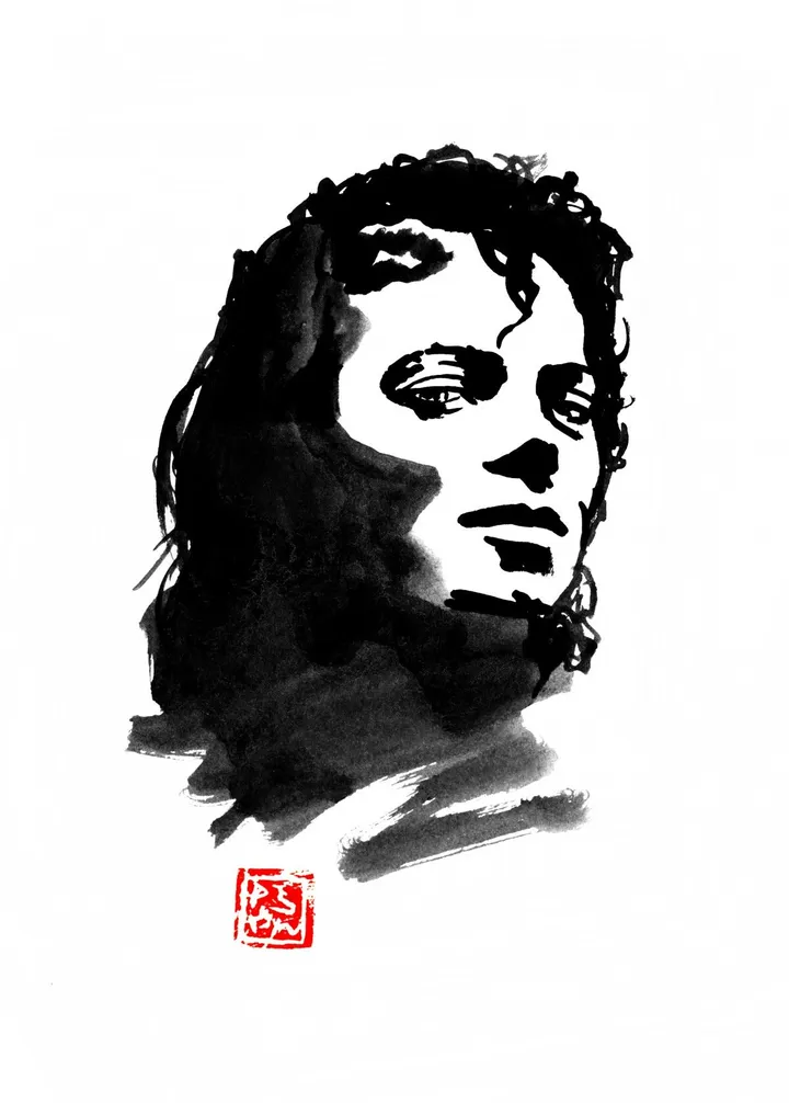michael jackson 06, œuvre de pechane sumi-e