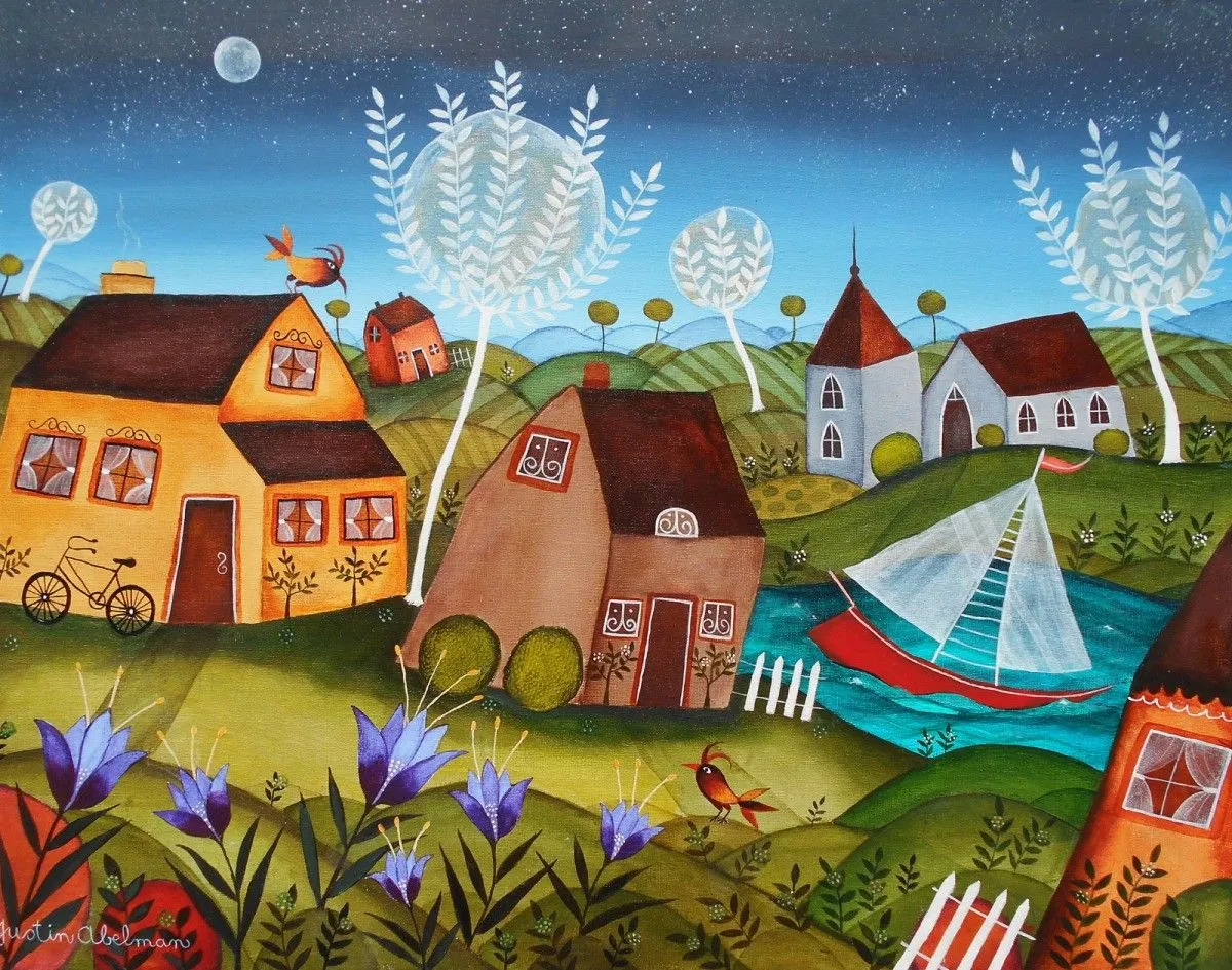 Village in the hills, artwork by Justin Abelman
