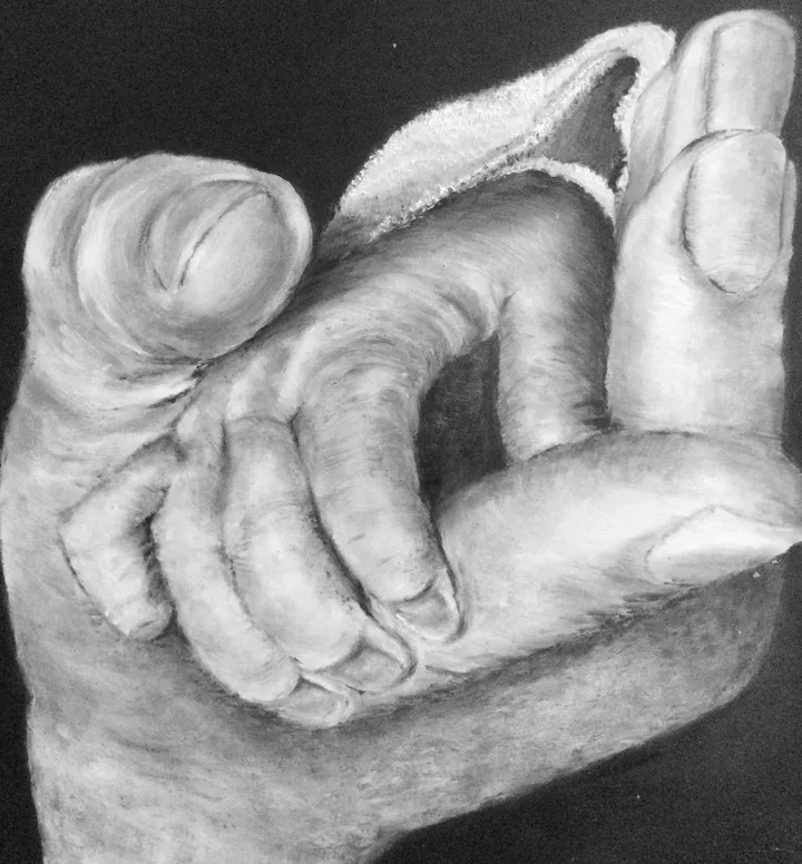 main d'enfant, œuvre de Jacqueline Ropers