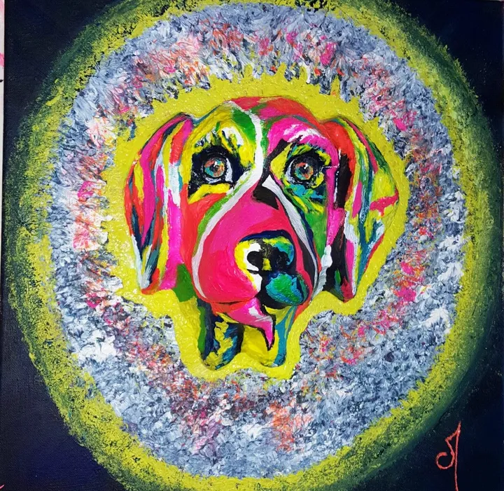 "Modern Pet Mask : The dog ", artwork by Cécilia Macis