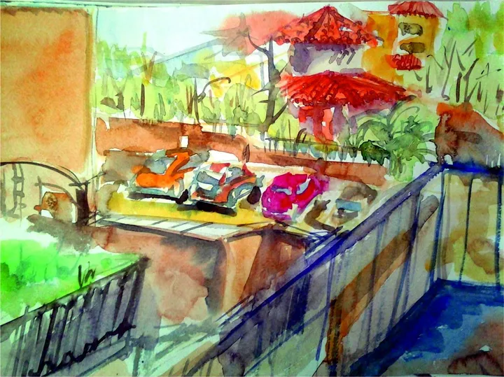 view from room, artwork by Akpan Usoroh